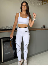 LEGGINGS WHITE WITH BLACK TRIM