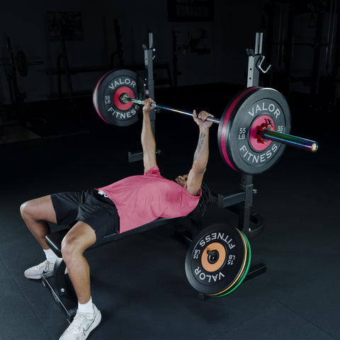 Squat & Bench Press Stand w/ Plate Storage & Bar Catch