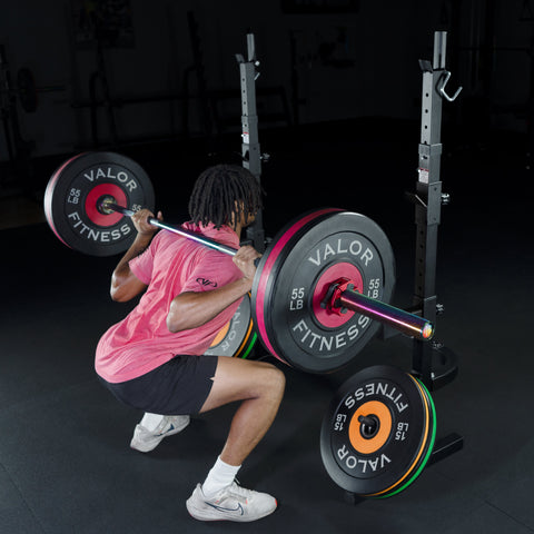 Squat & Bench Press Stand w/ Plate Storage & Bar Catch