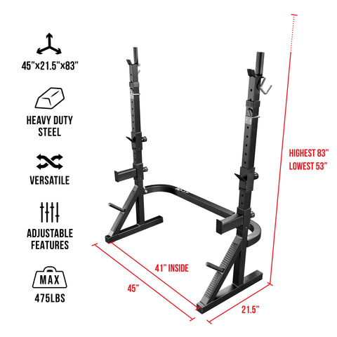 Squat & Bench Press Stand w/ Plate Storage & Bar Catch