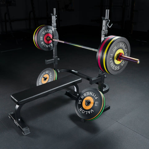 Squat & Bench Press Stand w/ Plate Storage & Bar Catch