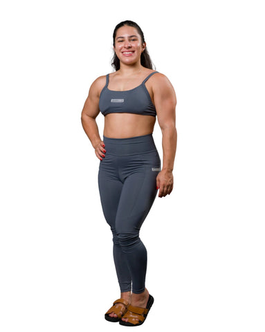 LEGGINGS WITH SIDE POCKET CHARCOAL GRAY