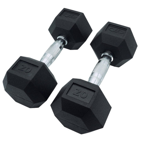 Rubber Coated Hex Dumbbells (3-70lbs)