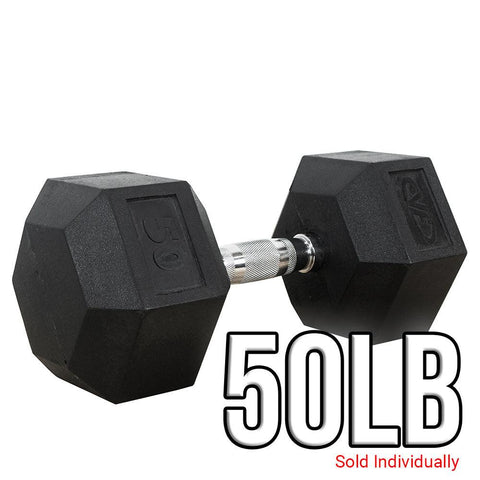 Rubber Coated Hex Dumbbells (3-70lbs)