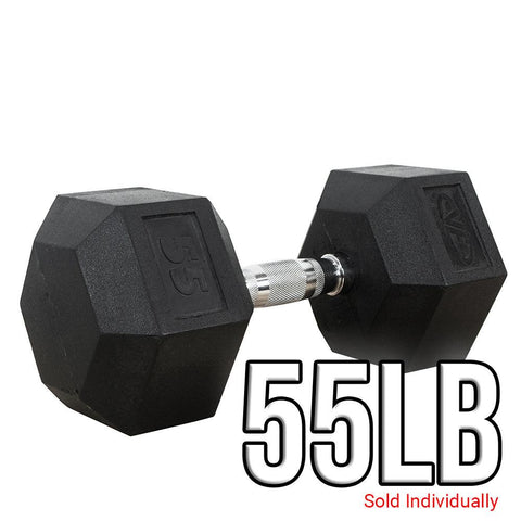 Rubber Coated Hex Dumbbells (3-70lbs)