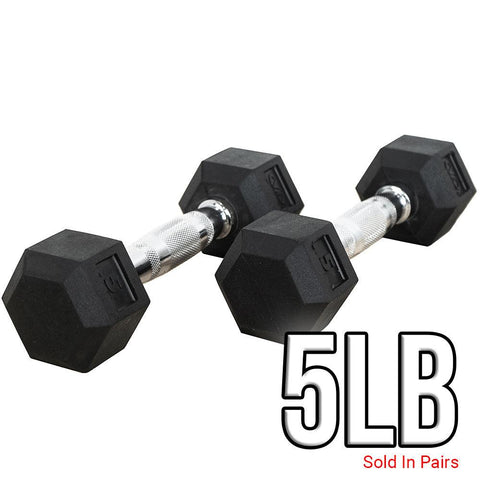 Rubber Coated Hex Dumbbells (3-70lbs)