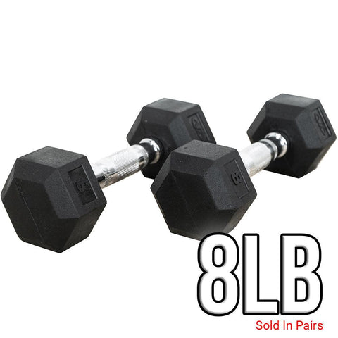 Rubber Coated Hex Dumbbells (3-70lbs)