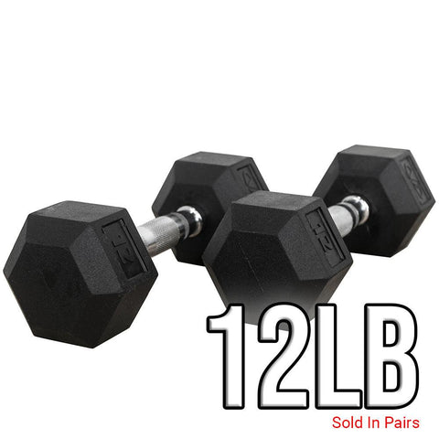 Rubber Coated Hex Dumbbells (3-70lbs)