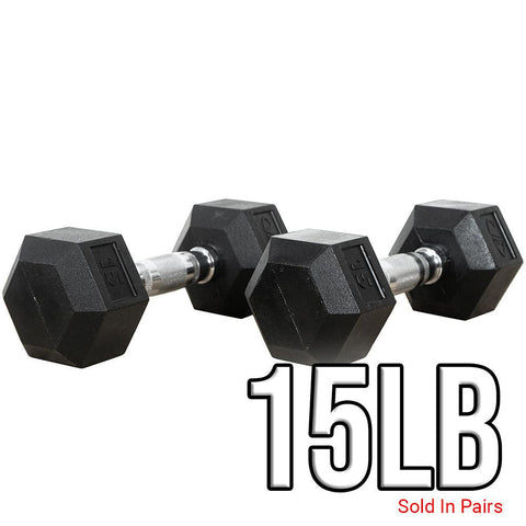 Rubber Coated Hex Dumbbells (3-70lbs)