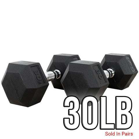 Rubber Coated Hex Dumbbells (3-70lbs)