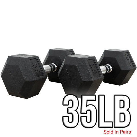 Rubber Coated Hex Dumbbells (3-70lbs)