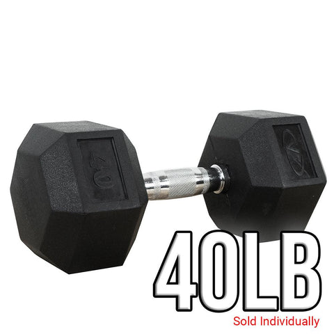 Rubber Coated Hex Dumbbells (3-70lbs)